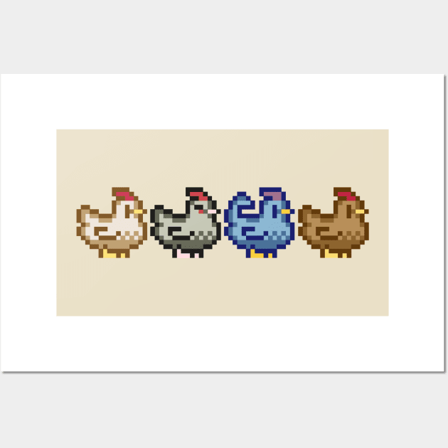 Pixel Chickens Wall Art by TASCHE